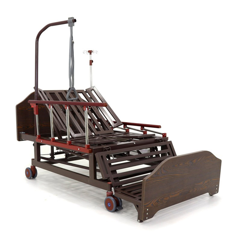 Кровать медицинская функциональная механическая Med-Mos Е-45А (ММ-5628Н-03) венге спинки с прорезью