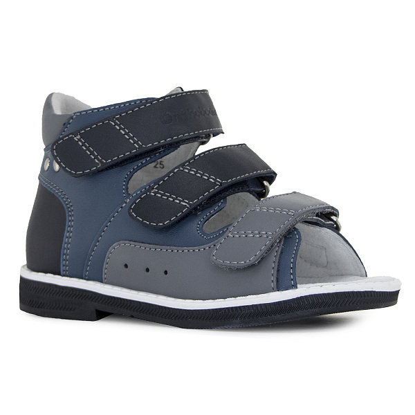 Сандали ортопедические Ортобум для мальчиков 25057-07 синяя сталь.