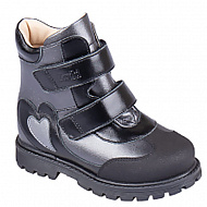 Ботинки ортопедические Твики с мехом для девочек TW-549 серый металлик.